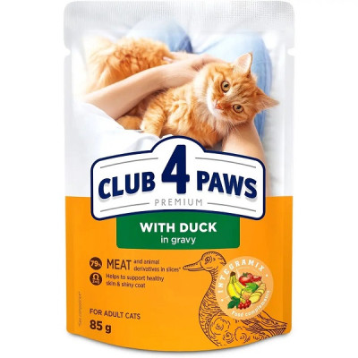 Клуб 4 Лапи Premium Duck з качкою в соусі для котів 24х85 г