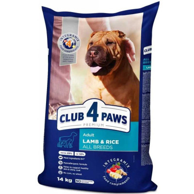 Клуб 4 Лапы Premium Lamb Rice 14 кг гипоаллергенный корм для собак всех пород с ягненком