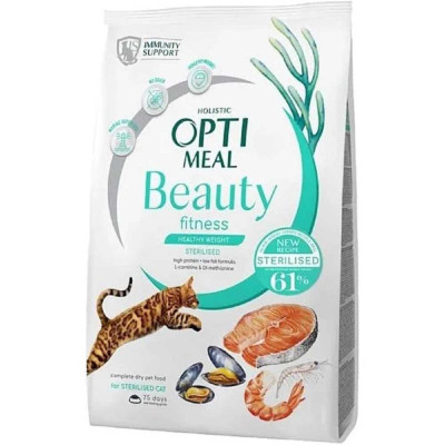 Optimeal Cat Beauty Fitness Sterilised для стерилизованных кошек из морепродуктов 1.5 кг