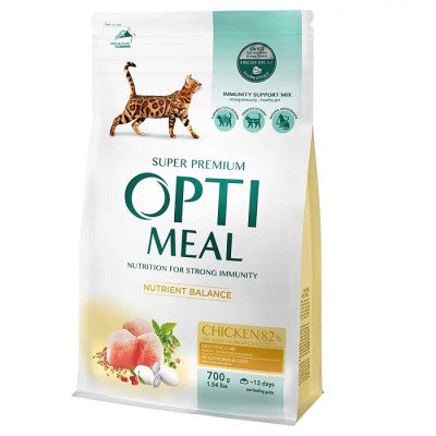 Optimeal Cat Chicken 700 г сухой корм для кошек с мясом курицы