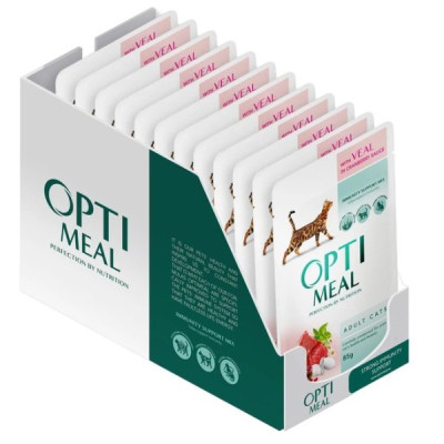 Optimeal Cat Veal in Cranberry 12х85 г влажный корм с телятиной в клюквенном соусе для взрослых кошек