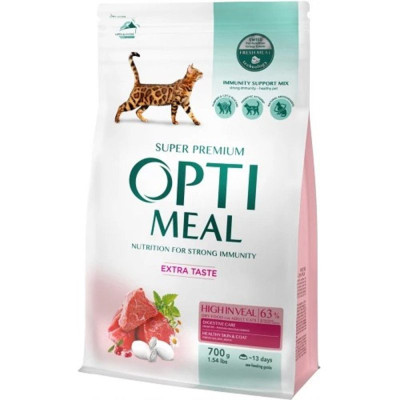 Optimeal Cat High in Veal 700 г сухой корм для кошек с телятиной