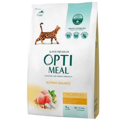 Optimeal Cat Chicken 4 кг сухий корм з м’ясом курки для дорослих котів