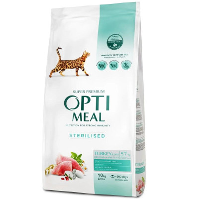 Optimeal Cat Sterilised Turkey 10 кг для стерилізованих котів з індичкою