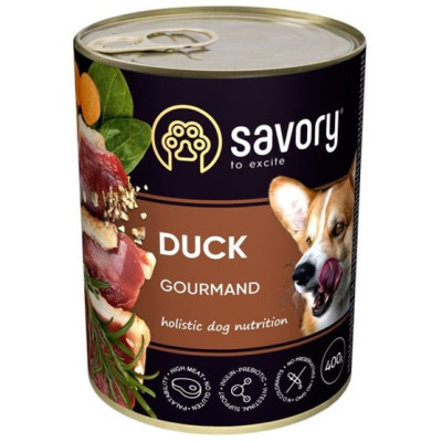 Savory Dog Gourmand Duck 400 г вологий корм для собак усіх порід з качкою