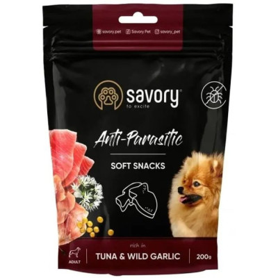 Лакомства Savory Dog Anti-Parasitic Soft Snack с тунцом и диким чесноком для собак 200 г (31324)