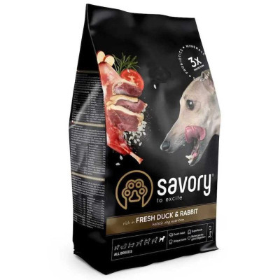 Savory All Breeds Duck Rabbit 3 кг сухий корм для собак усіх порід з качкою та кроликом