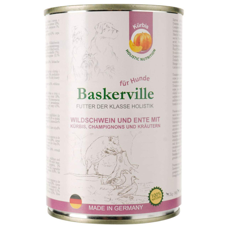 Baskerville Holistic Wildschwein und Ente Mit Kurbis для собак качка та кабан 400 г Baskerville Holistic Wildschwein und Ente Mit Kurbis для собак качка та кабан 400 г