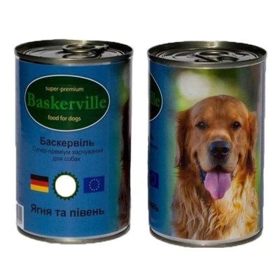 Влажный корм для собак Baskerville Ягненок и петух 800 г