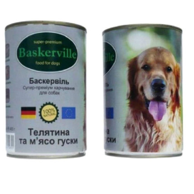 Влажный корм для собак Baskerville телятина и мясо гуся 400 г