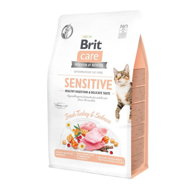 Brit Care Cat GF Sensitive Digestion Delicate Taste для котів з індичкою та лососем 2 кг