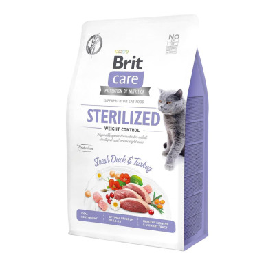 Brit Care GF Sterilised Weight Control для стерилизованных кошек с уткой 2 кг