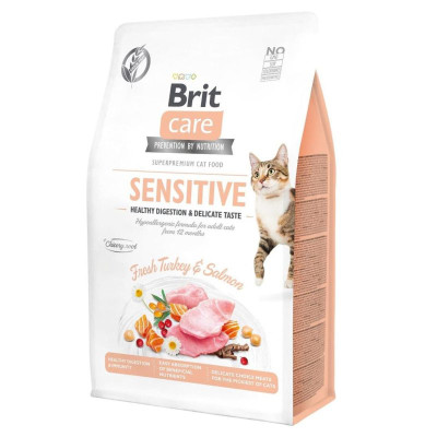 Brit Care Cat GF Sensitive Digestion Delicate Taste для котів з індичкою та лососем 7 кг
