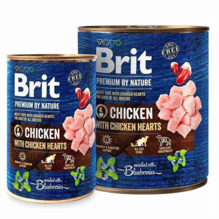 Brit Premium by Nature Chicken з курячими сердечками для собак 800 г