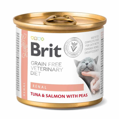 Brit Veterinary Diet Renal Cat Cans 200 г влажный корм для кошек при хронической болезни почек