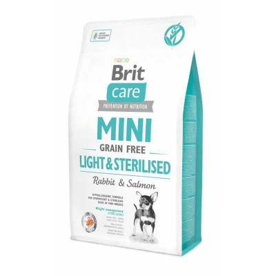 Brit Care Mini GF Light Sterilised 2 кг беззерновой сухой корм для стерилизованных собак с кроликом