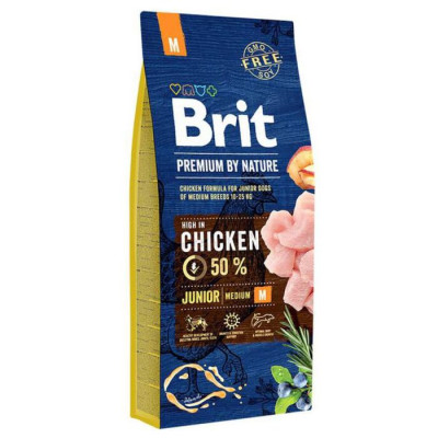 Brit Premium Junior Medium M 15 кг сухой корм для щенков средних пород с курицей