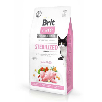 Brit Care Cat GF Sterilised Sensitive Rabbit для стерилізованих котів з кроликом 7 кг