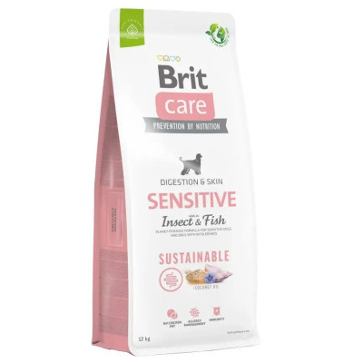 Brit Care Dog Sustainable Sensitive Fish для собак с чувствительным пищеварением, рыба и насекомые 12 кг