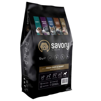 Savory All Breeds Duck Rabbit 12 кг сухий корм для собак усіх порід з качкою та кроликом