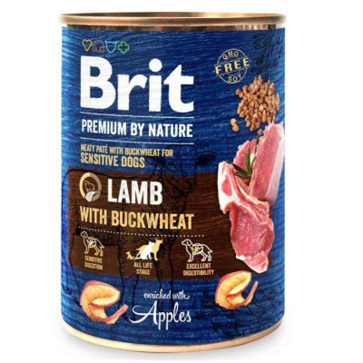Brit Premium by Nature Lamb з ягням та гречкою для собак 800 г