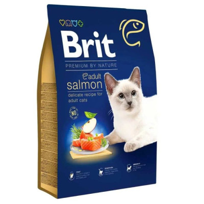 Brit Premium Adult Salmon 8 кг сухий корм для котів з лососем