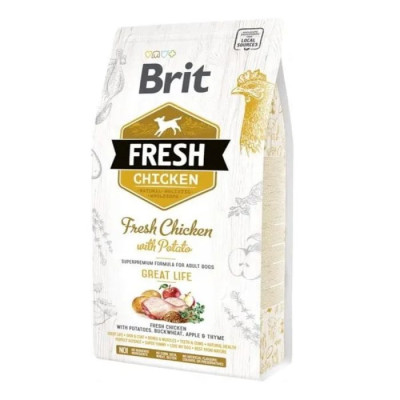 Brit Fresh Chicken Potato Adult 12 кг сухой корм для собак всех пород с курицей и картофелем