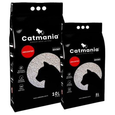 Бентонітовий наповнювач Catmania для котів натуральний білий грудкуючий 10л, 8.5кг