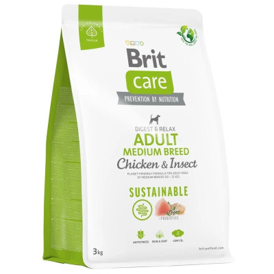 Brit Care Dog Sustainable Adult Medium Breed Chicken з куркою та комахами 3 кг