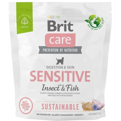 Brit Care Dog Sustainable Sensitive Fish для собак с чувствительным пищеварением, рыба и насекомые 1 кг