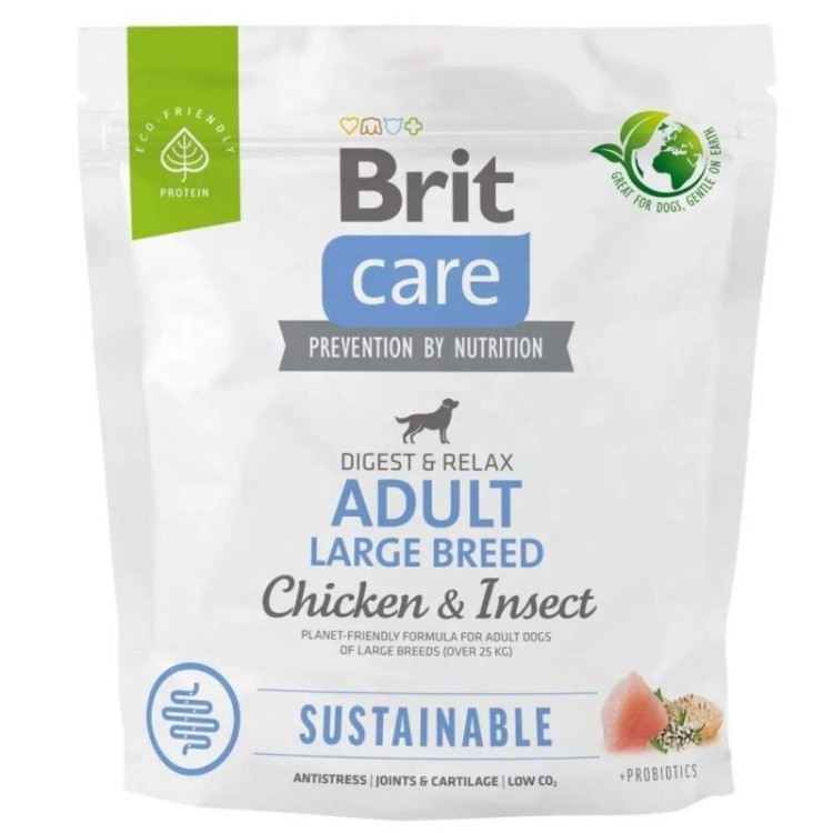 Brit Care Dog Sustainable Adult Large 1 кг сухой корм для собак крупных пород с курицей и насекомыми