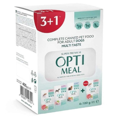 Optimeal Adult Dogs Multi Taste №5 вологий корм для собак асорті 100 г набір (3+1) 400 г