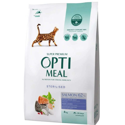 Optimeal Cat Adult Sterilised Salmon 4 кг сухий корм з лососем для стерилізованих котів