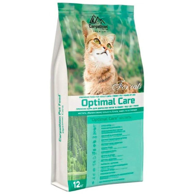 Carpathian Pet Food Optimal Care 12 кг сухий корм для дорослих котів з куркою та морським окунем Carpathian Pet Food Optimal Care 12 кг сухий корм для дорослих котів з куркою та морським окунем