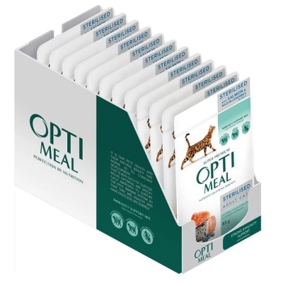 Optimeal Cat Sterilised Salmon 12х85 г влажный корм для стерилизованных кошек с лососем в ​​желе