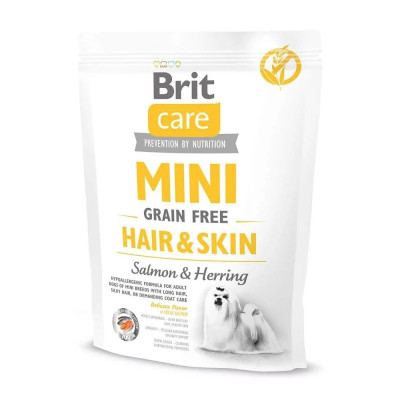 Brit Care Mini GF Hair & Skin Salmon 400 г сухий беззерновий корм для собак дрібних порід з лососем