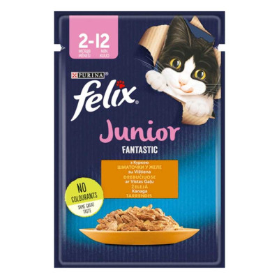 Вологий корм для кошенят Felix Fantastic Junior з куркою 26*85 г Вологий корм для кошенят Felix Fantastic Junior з куркою 26*85 г
