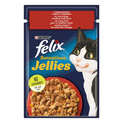 Вологий корм для котів Felix Sensations, з яловичиною та томатами, 26*85 г Вологий корм для котів Felix Sensations, з яловичиною та томатами, 26*85 г