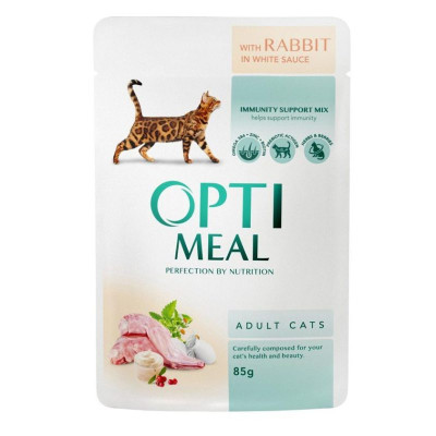 Optimeal Adult Cats Rabbit in White 85 г вологий корм з кроликом в білому соусі для котів