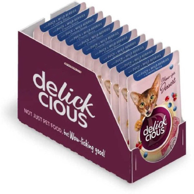 Delickcious Chef’s Dusk Wild Berries 85 г вологий корм для котів з качкою та лісовими ягодами в соусі Delickcious Chef’s Dusk Wild Berries 85 г вологий корм для котів з качкою та лісовими ягодами в соусі