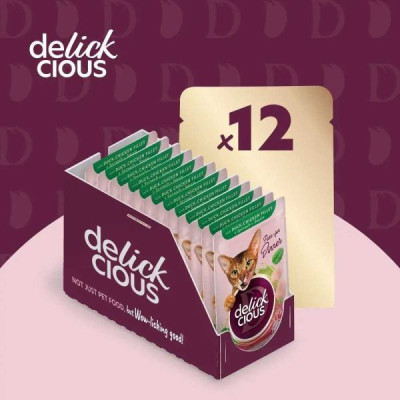 Delickcious Chef’s Dusk Chicken Fillet 85 г вологий корм для котів з качкою та куркою, шматочки в соусі