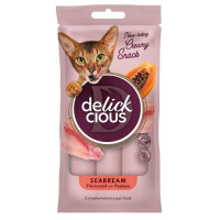 Delickcious Chef’s Creamy Snacks Seabream Papaya 4x15 г кремове ласощі для котів з дорадо та папайєю Delickcious Chef’s Creamy Snacks Seabream Papaya 4x15 г кремове ласощі для котів з дорадо та папайєю