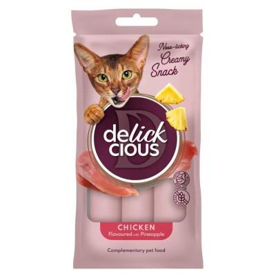 Delickcious Chef’s Creamy Snacks Chicken 4x15г кремове ласощі для котів з куркою та ананасом