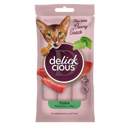 Delickcious Chef’s Creamy Snacks Tuna Aloe 4x15г кремове ласощі для котів з тунцем та алое