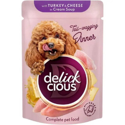 Delickcious Chef’s Dog Turkey Cheese Soup вологий корм для собак з індичкою та сиром в крем супі 85 г