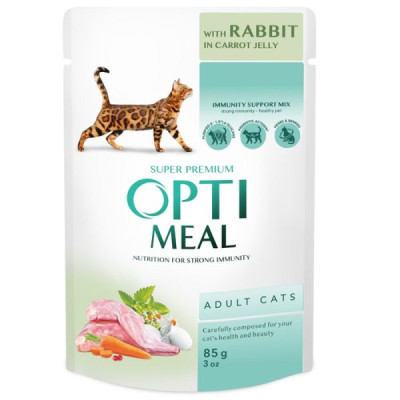 Optimeal Adult Cats Rabbit in Carrot Jelly 85 г вологий корм з кроликом в морквяному желе для котів