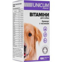 Вітаміни для собак Unicum Premium Бреверс з часником 100 таблеток (UN-034)