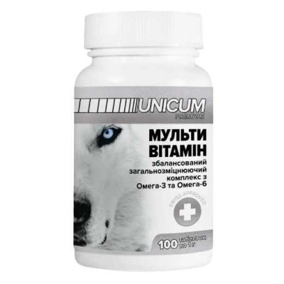 Вітаміни Unicum Рremium для собак полівітаміни, 100 таблеток, 100 г (UN-016)