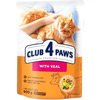Клуб 4 Лапы Premium Veal для кошек с телятиной 900 г