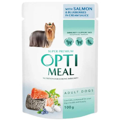 Optimeal Adult Dogs Salmon Blueberries sauce 100 г вологий корм для собак усіх порід з лососем